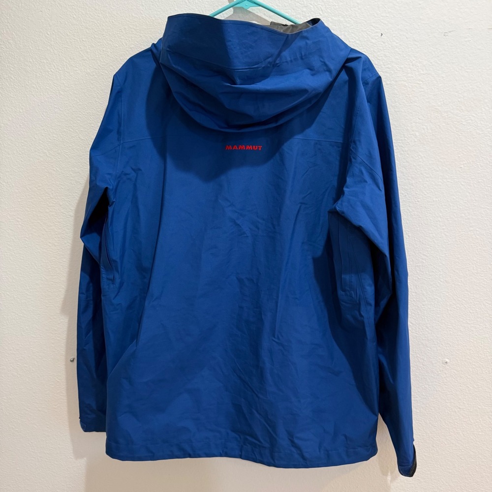 Mammut Gore-Tex Hardshell Rain Jacket Mens Large Blue Waterproof Hooded Full Zip - Picture 3 of 7